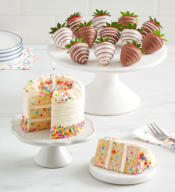 Time to Celebrate Birthday Cake™ with Drizzled Strawberries